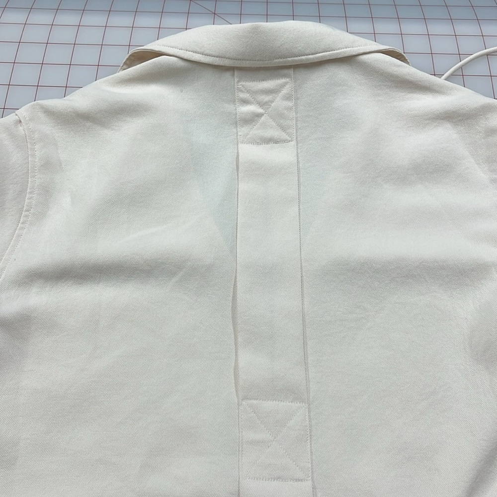 REISS Fleur Twin Pocket V-Neck Back Detail Lagenlook Minimalist Cream Blouse 0 - Picture 11 of 16